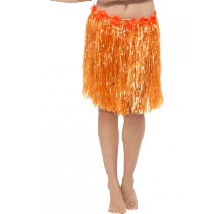 Havajietiškas sijonas su gėlėmis oranžinis